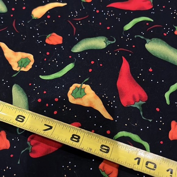 82”x20” “salsa picante” pepper cotton quilting fabric on black - Picture 2 of 2